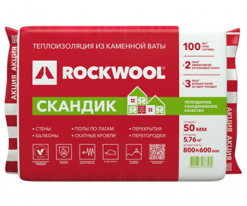 Rockwool СКАНДИК, 1200х600х100 мм